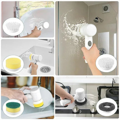 Electric Spin Scrubber Cordless Spin Scrubber with 5 Replaceable Brush Heads Electric Cleaning Brush Cleaning Tools